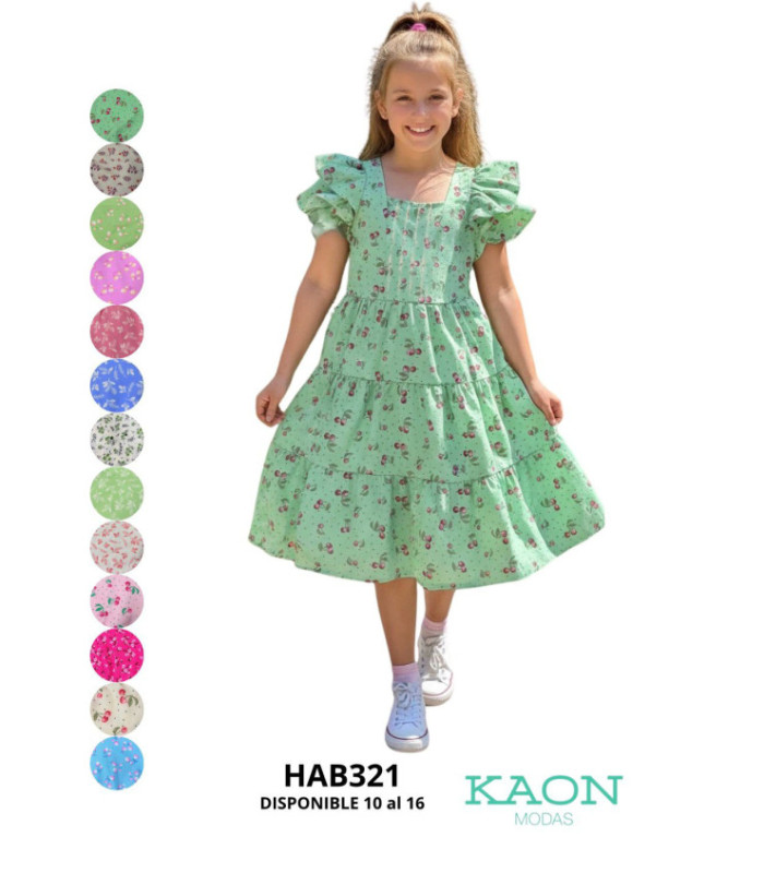 VESTIDO JUVENIL M/C FRUNCIDO 10 AL 16