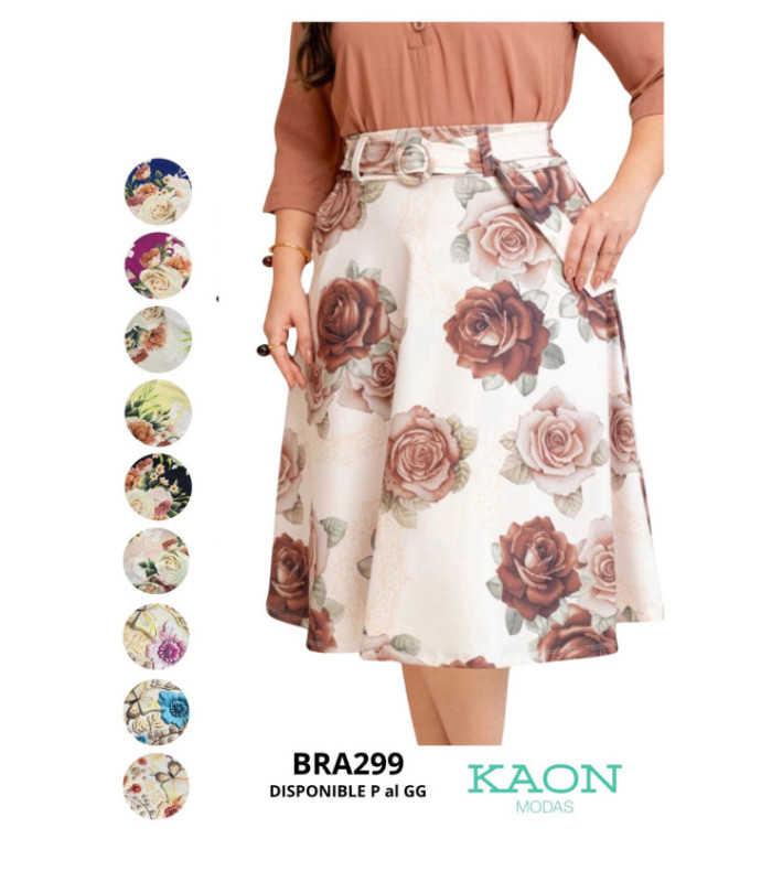 POLLERA C/ CINTO ESTAMPADO