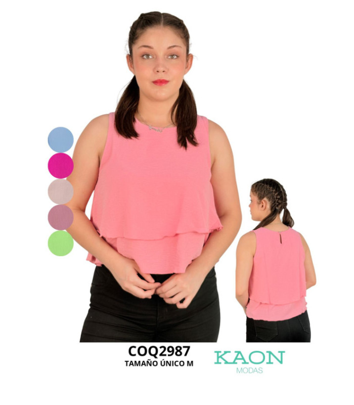 BLUSA SIN MANGA BABADO SRTA.COQUETA