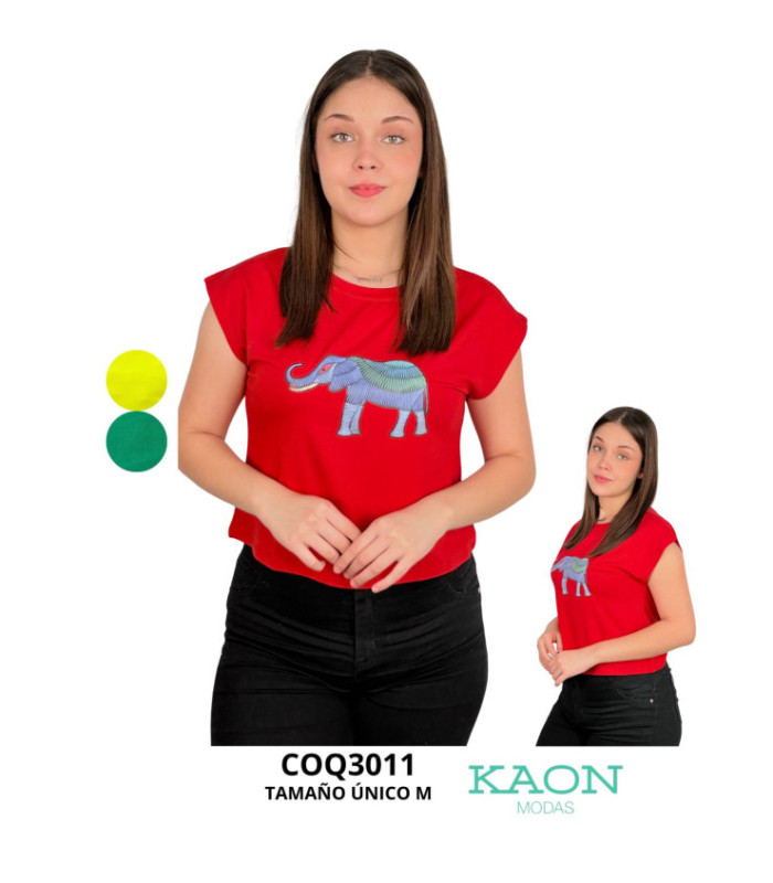 CROPPED M/C ALG.DISENHO ELEFANTE.COQUETA