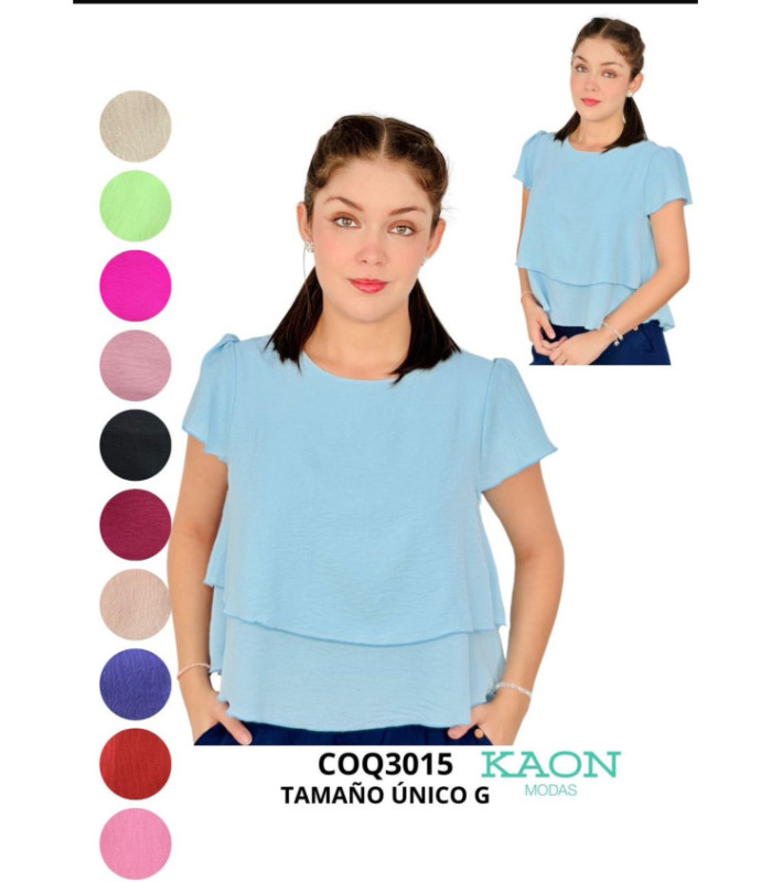 BLUSA BABADO M/C SRTA.TELA DUNNA.COQUETA