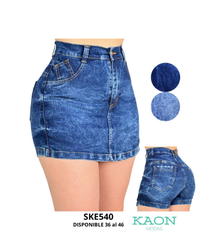 SHORT POLLERA JEANS FEM.36 AL46.SKEN