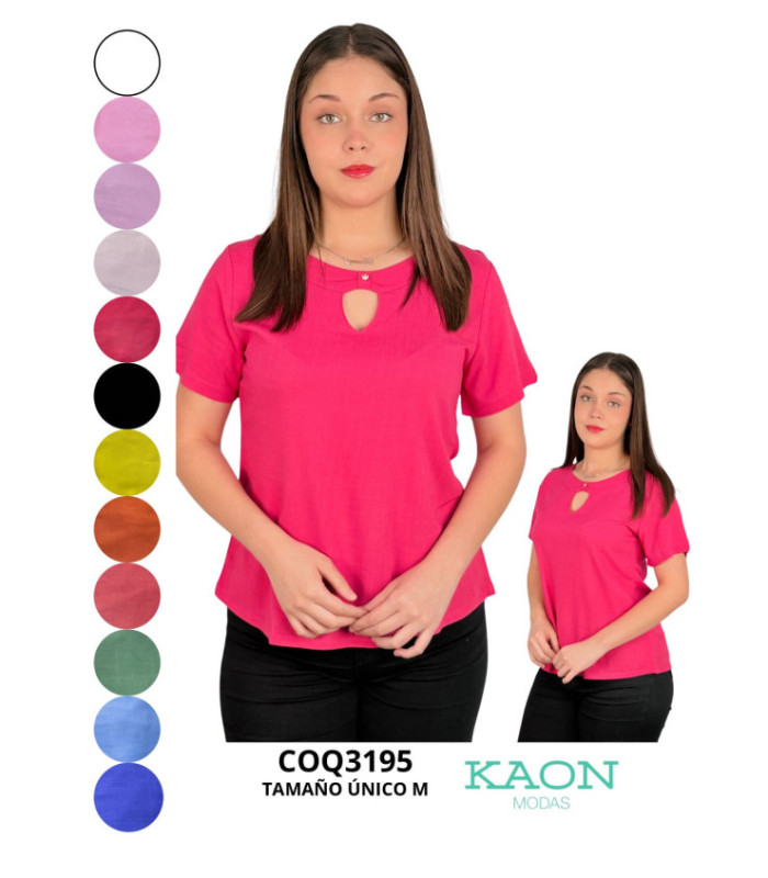 BLUSA SRTA.M/C TELA LINO.COQUETA