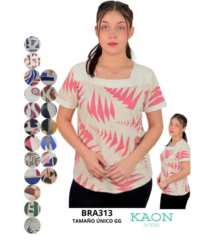 BLUS.SRA.M/C A CUADRITOS DE ALGODON