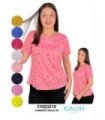Blusa Srta.m/C Floreada Tela Lino.coqueta - Kaon Modas CDE