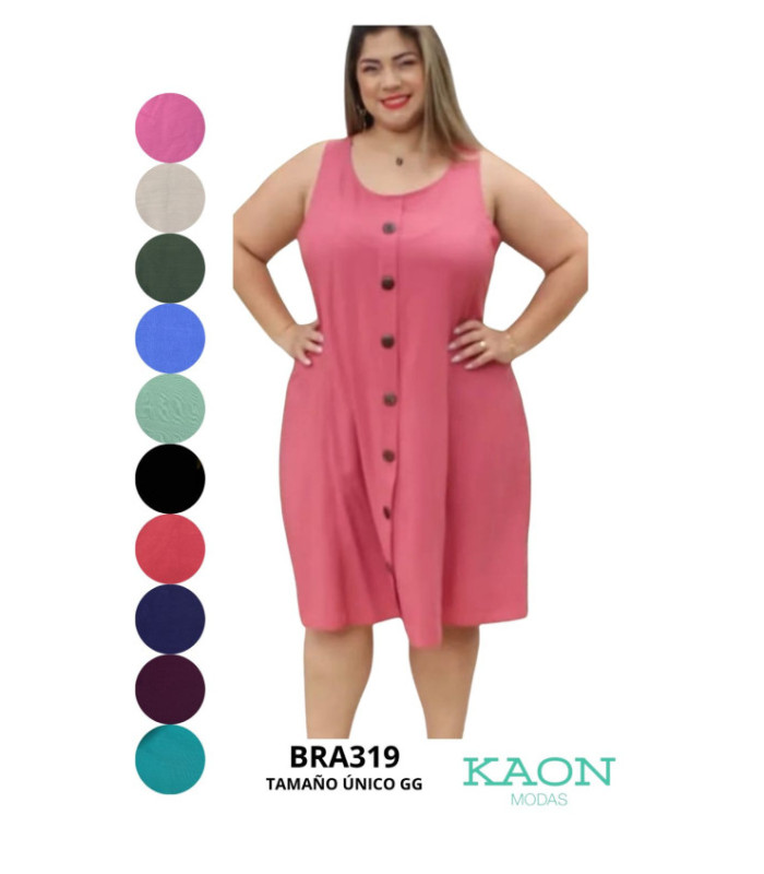 VESTIDO SRA.SIN MANGA,BOTONES ENFRENTE