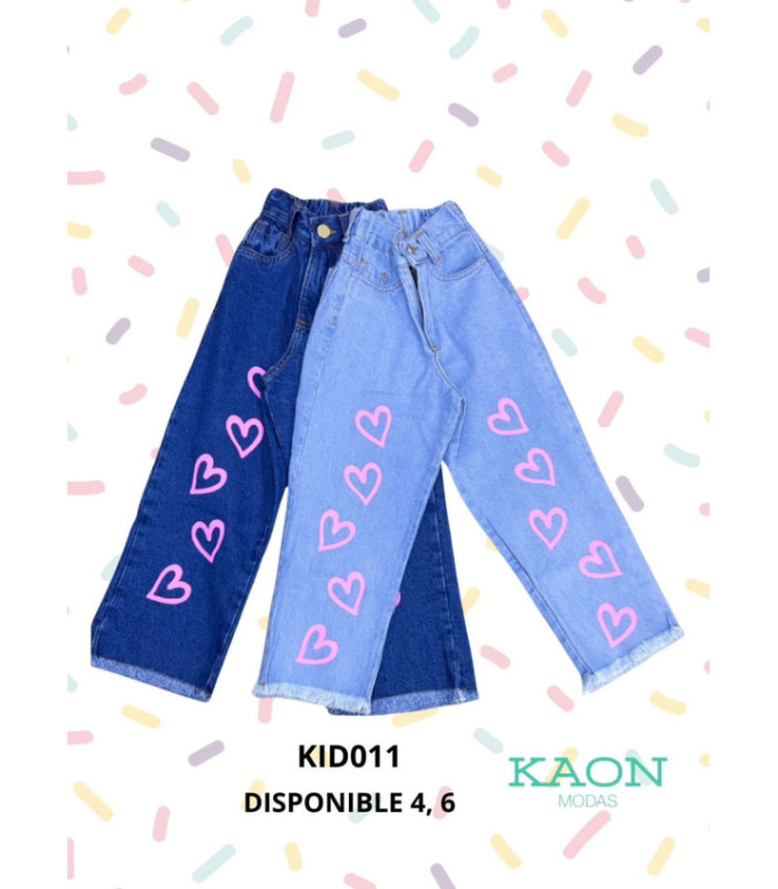 PANT.JEANS P/ NENA,DISENHO CORAZON 4 AL 16.KIDS