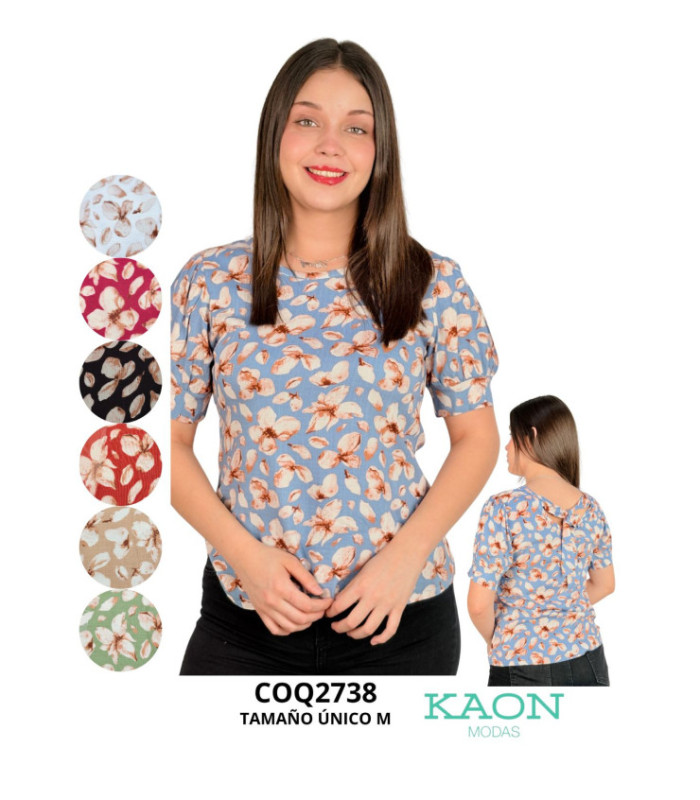 BLUSA SRTA.TELA LINO FLOREADA.COQUETA