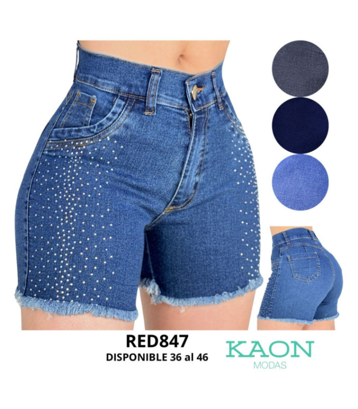 SHORT JEANS FEM. CON BRILLOS. RED MANGO. 36 AL 46