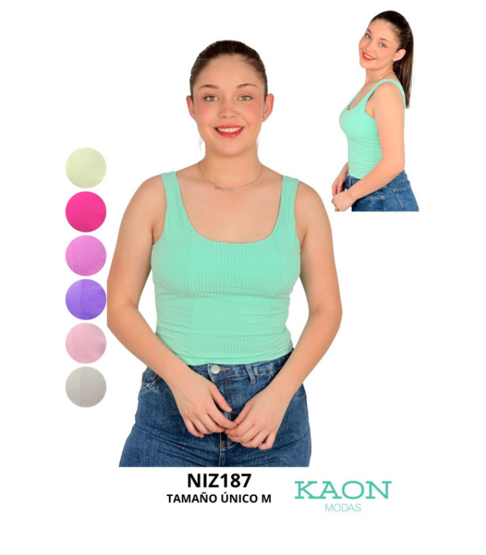 CROP SIN MANGA TELA RIBANA