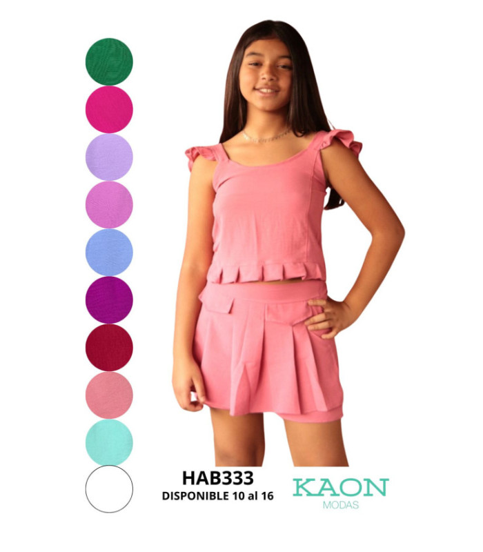 CONJUNTO SHORT POLLERA JUVENIL