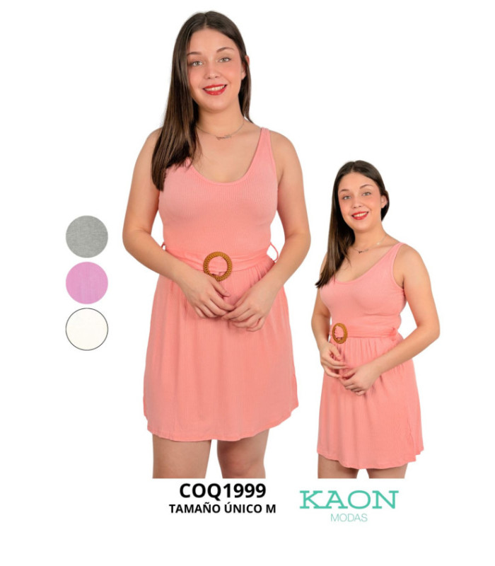 VESTIDO CORTO CON CINTO COQUETA