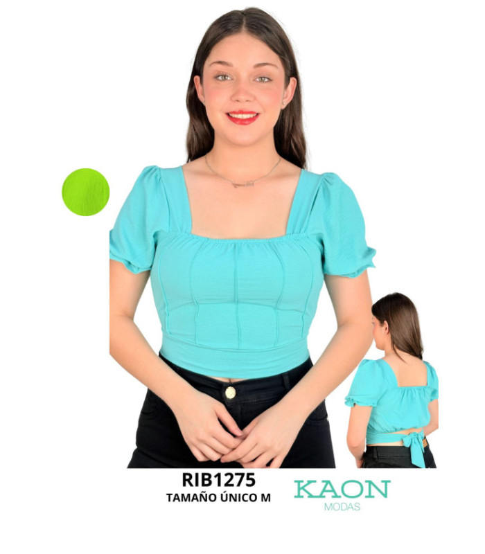 TOP M/C DE ATAR ATRAS,ESCOTE CUADRADO.RIBBON