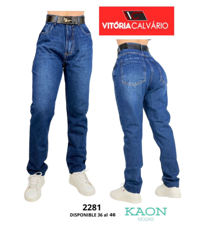 PANT.JEANS FEM.RIGIDO CON CINTO 36 AL 46.