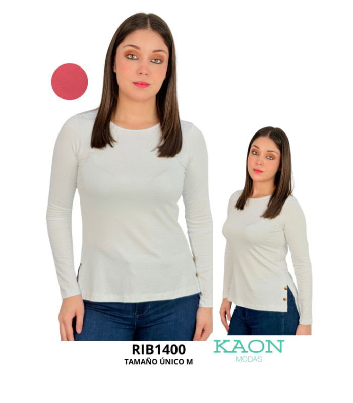BLUS.SRTA M/L C/ BOTON ABAJO.RIBBON