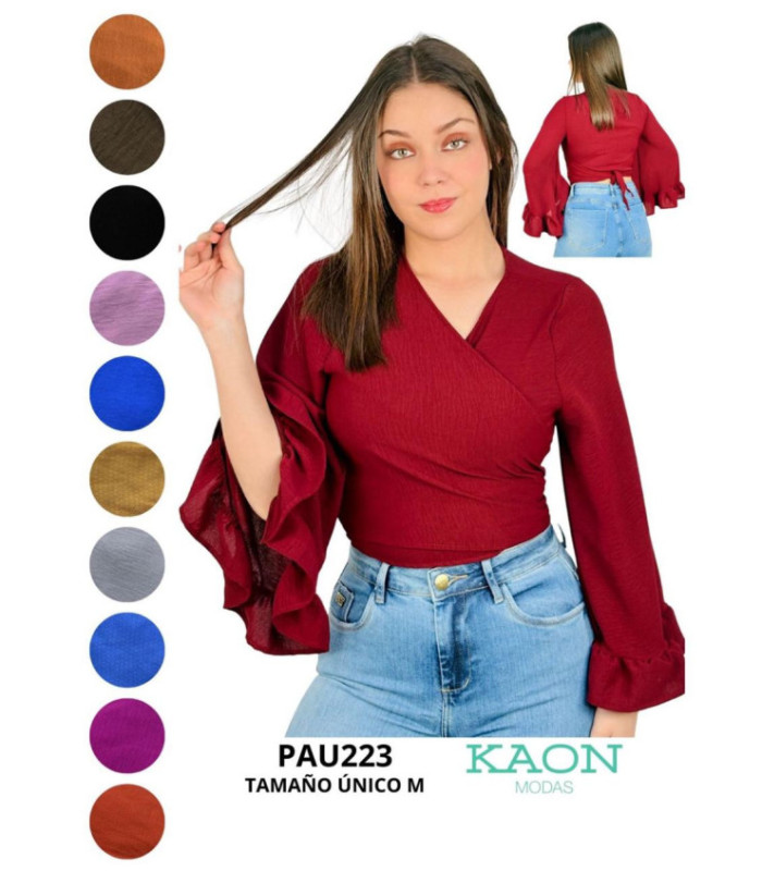 CROP SOCIAL MANGA FRUNCIDA