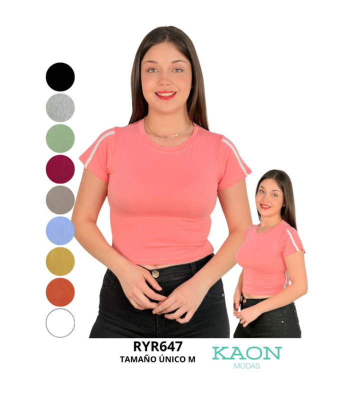 CROPPED M/C ENCAJE EN LA MANGA.RYR