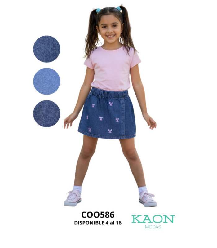 Short Pollera Jeans P/ Nena 4 Al 16.Cookie - Kaon Modas CDE