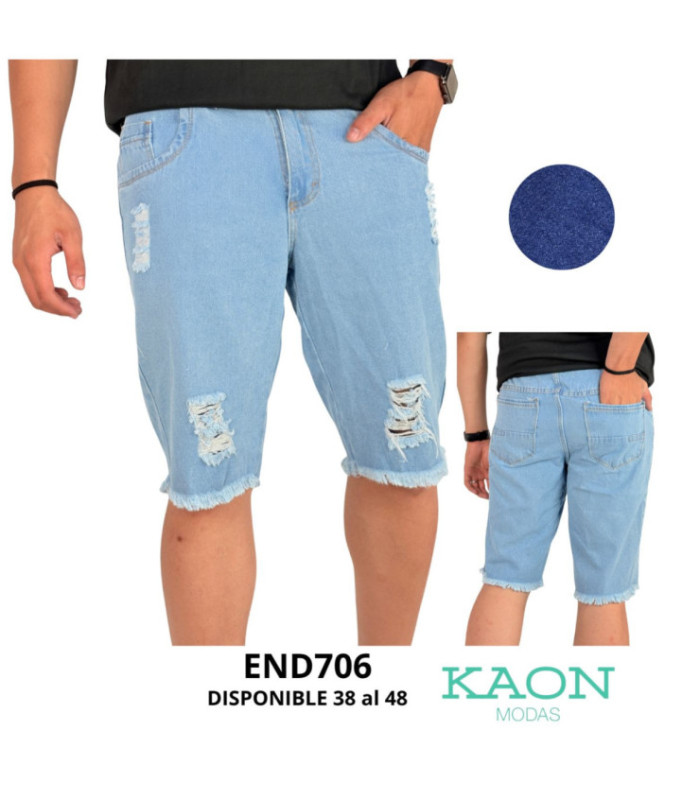 BERMUDA JEANS MASC. RASGADO.  38 AL 48. ENDORPHIN