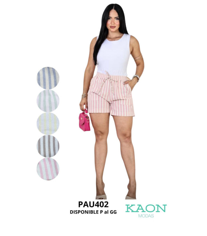 SHORT FEM.DE TELA LISTRADA