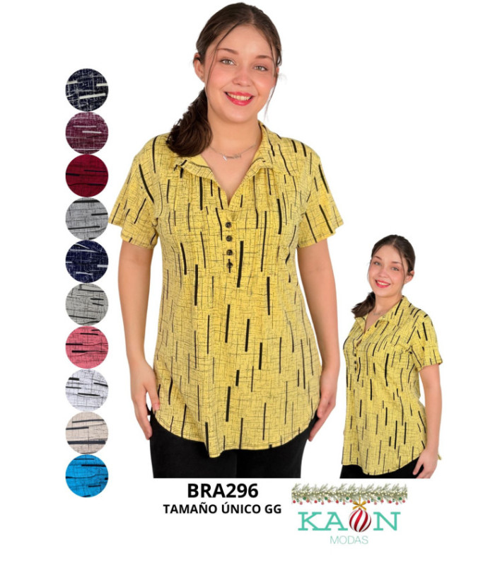 BLUSA SRA.M/C CON CUELLO ALG.