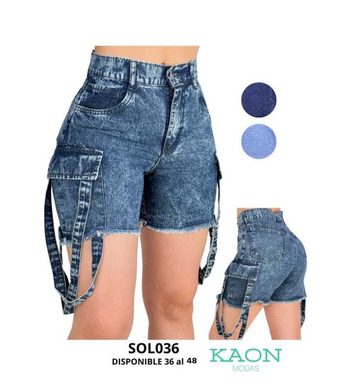 SHORT JEANS CARGO FEM.36 AL 48.SOLIDO