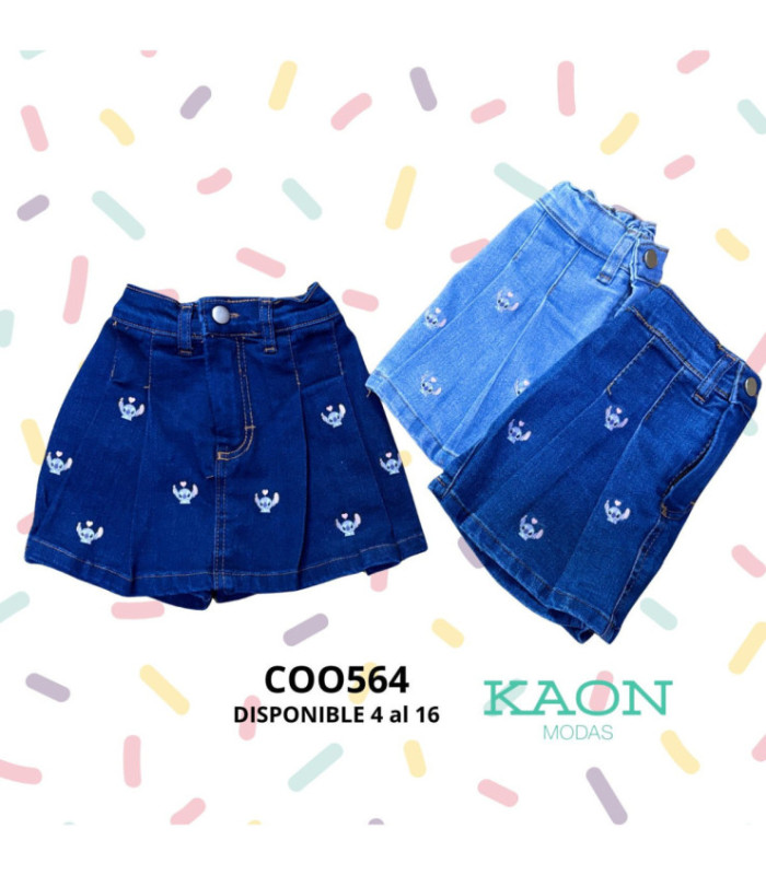 Short Pollera Jeans Infantil 4 Al 16.Cookie - Kaon Modas CDE