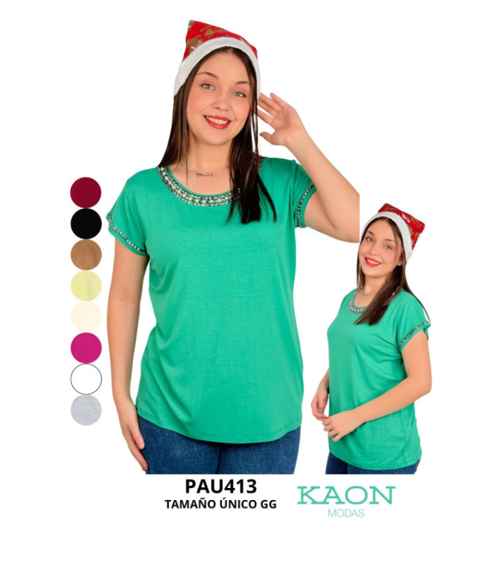 BLUS.SRA.M/C C/ LENTEJULAS EN EL CUELLO