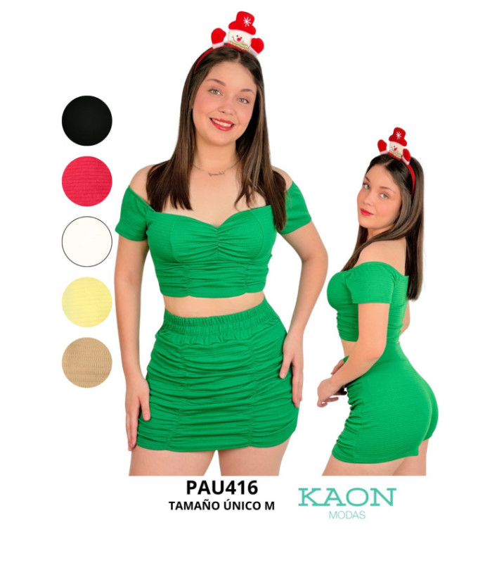 CONJUNTO SHORT POLLERA,FRUNCIDO EN FRENTE