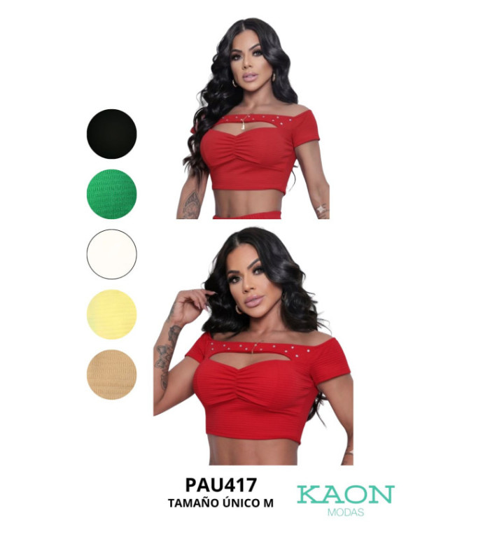 CROP M/C BRILLO Y ABERTURA EN FRENTE