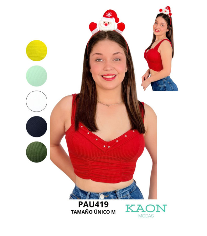 CROP ESCOTE V CON BRILLO