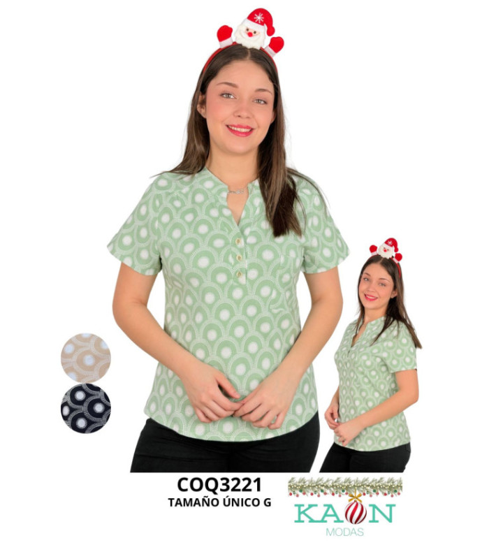 BLUS.SRTA.ESTAMPADA C/ BOLSILLO Y BOTON.COQUETA