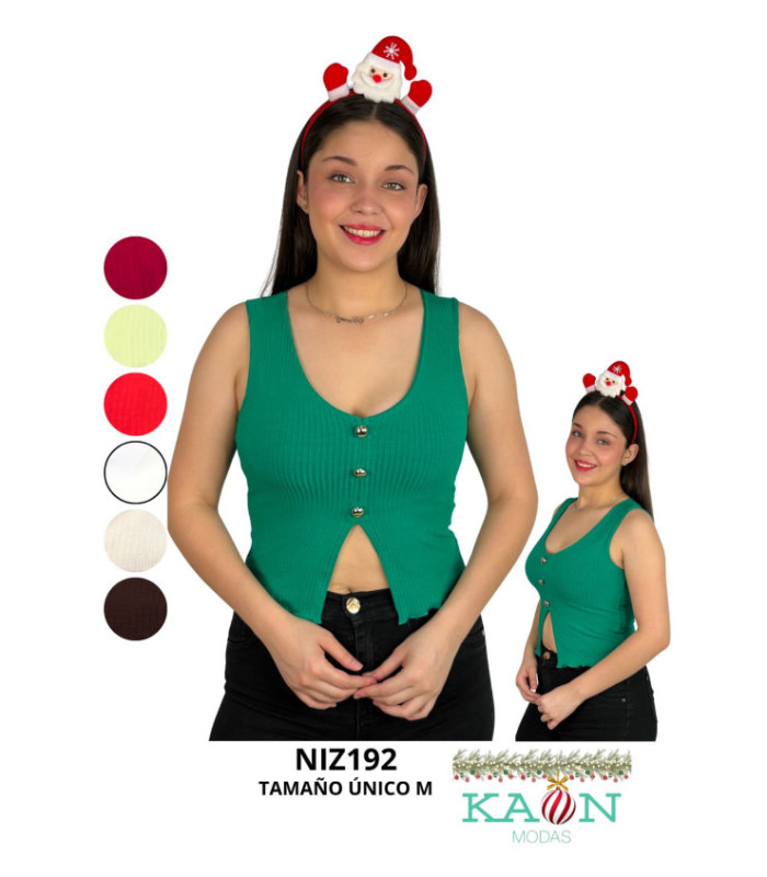 BLUSA SIN MANGA,BOTON DORADO