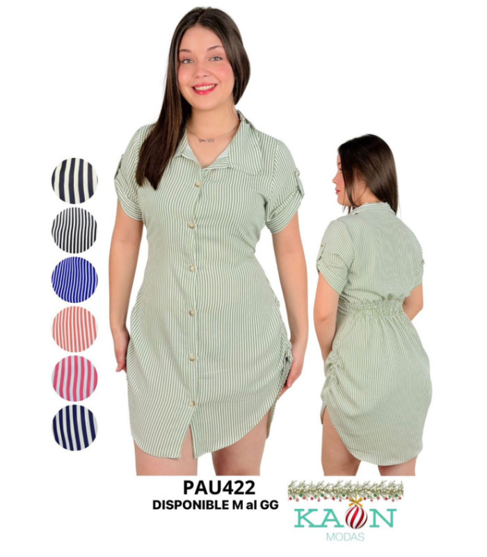 VESTIDO LISTRADO,GOMA ATRAS