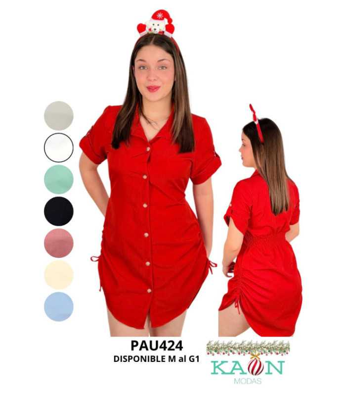 VESTIDO LISO,GOMA ATRAS