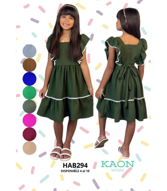 VESTIDO INFANTIL DETALLE FRUNCIDO.