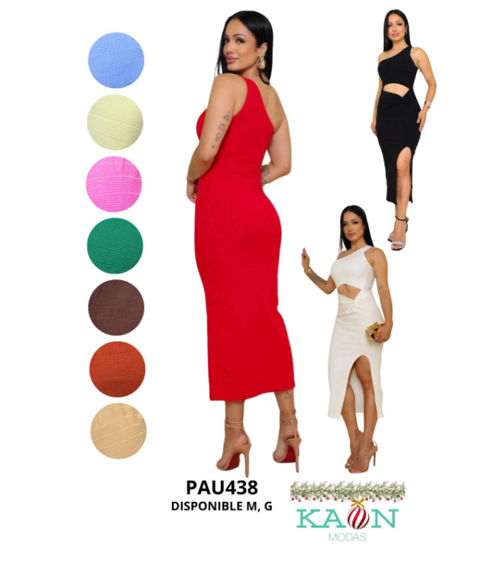 VESTIDO LARGO AL CUERPO,ABERTURA EN FRENTE