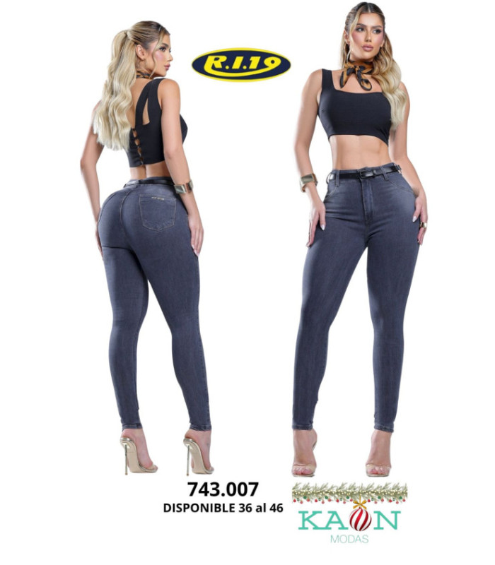 PANT.JEANS FEM.COLOR GRIS OSC.