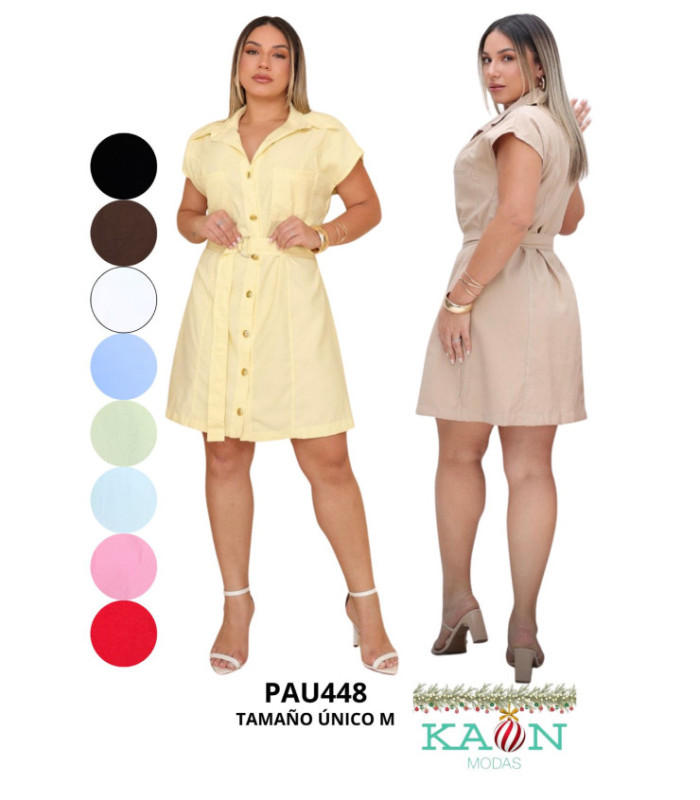 VESTIDO CON CUELLO Y CINTO