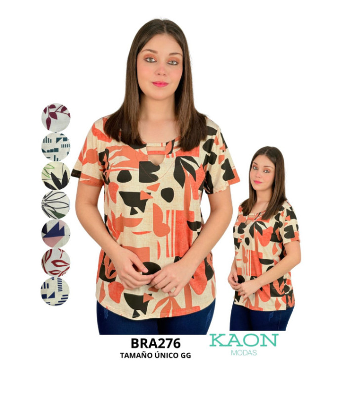 BLUSA SRA.ESTAMPADA M/C DE ALGODON