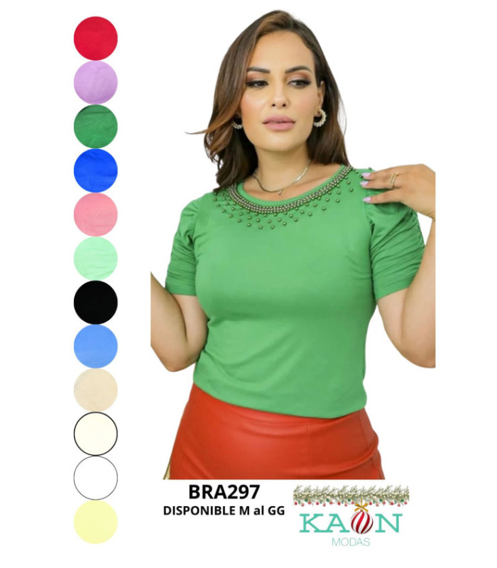 BLUSA M/C CON PERLAS P AL GG.