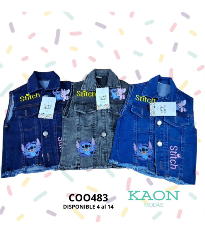 CHALECO JEANS INFANTIL 4 AL 14.COOKIE
