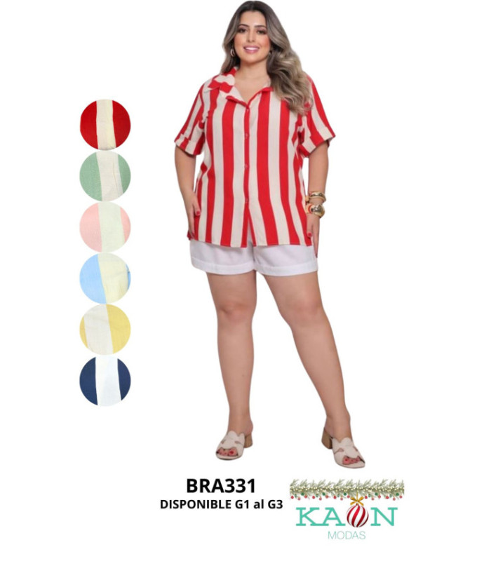 BLUSA PLUS SIZE A RAYAS