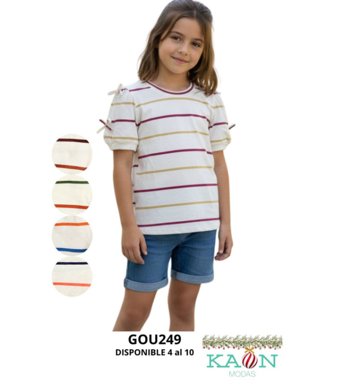 BLUSA INF.M/C CON RAYAS