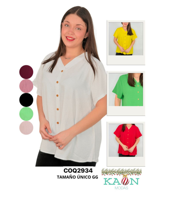 BLUSA M/C SRA.DUNNA CON BOTONES.COQUETA