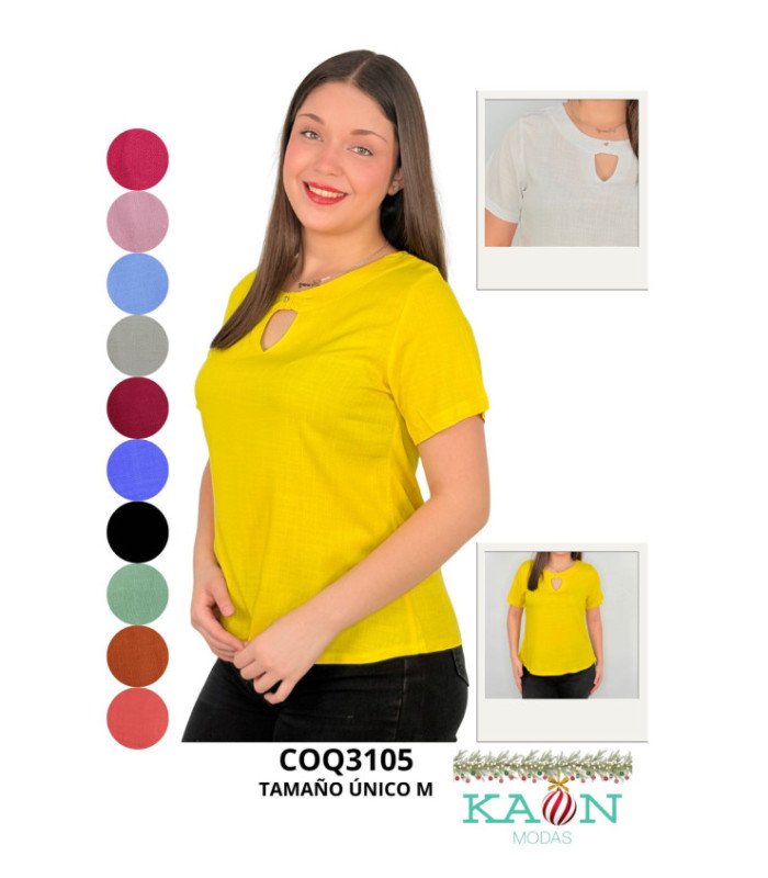 Blusa Srta.m/L Tela Lino.coqueta - Kaon Modas CDE