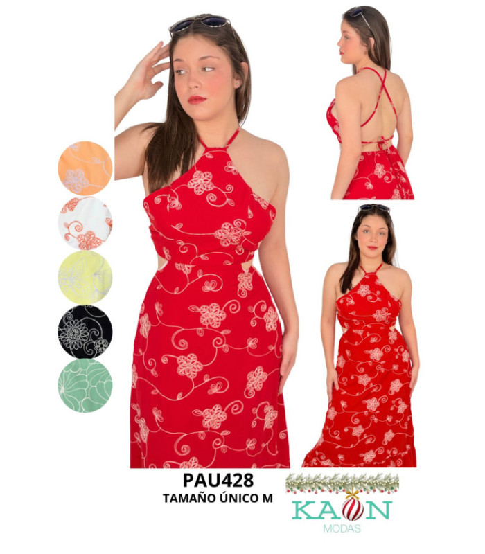 VESTIDO LARGO,BORDADO.