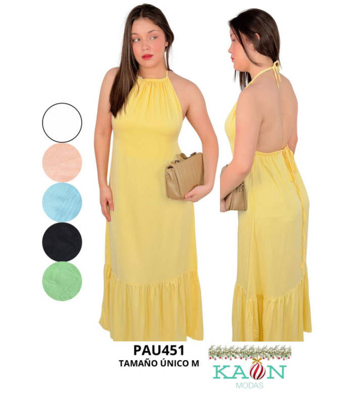 VESTIDO LARGO DE ATAR EN EL CUELLO