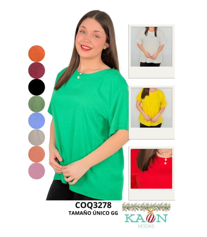 BLUSA SRA.M/C TELA LINO.COQUETA