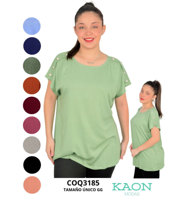 BLUSA SRTA.M/C TELA LINO.COQUETA